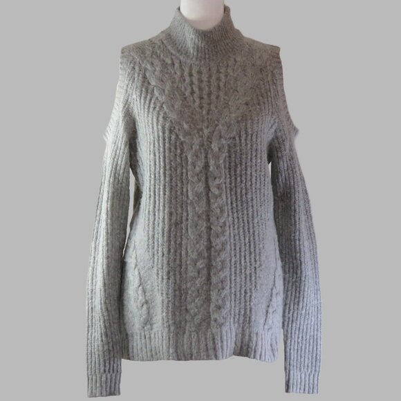 Maurice's Gray Long Sleeve Off the Shoulder Pullover Knit Sweater Size L (C926) - Picture 2 of 7